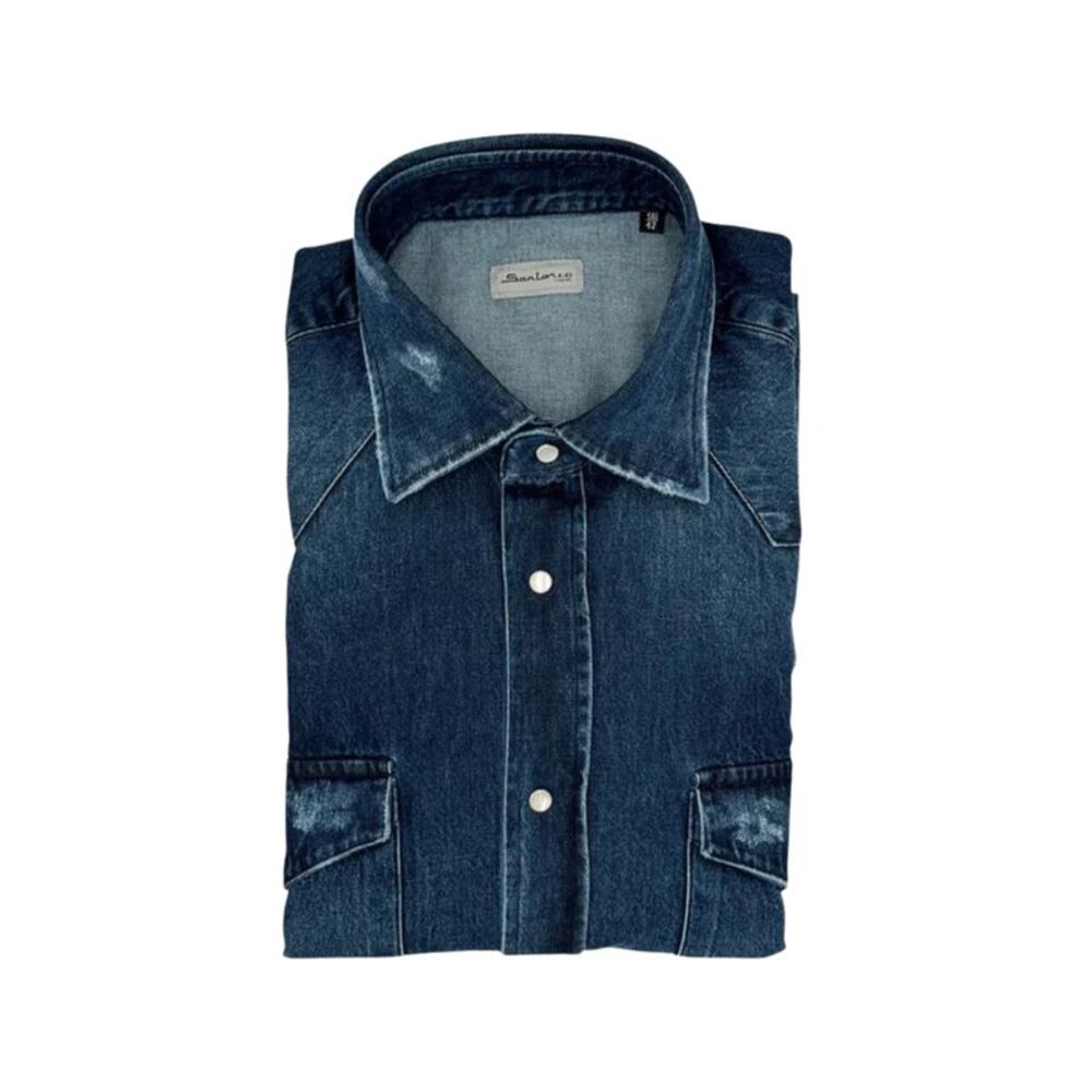 Sartorio Denim Snap Button Cotton Shirt